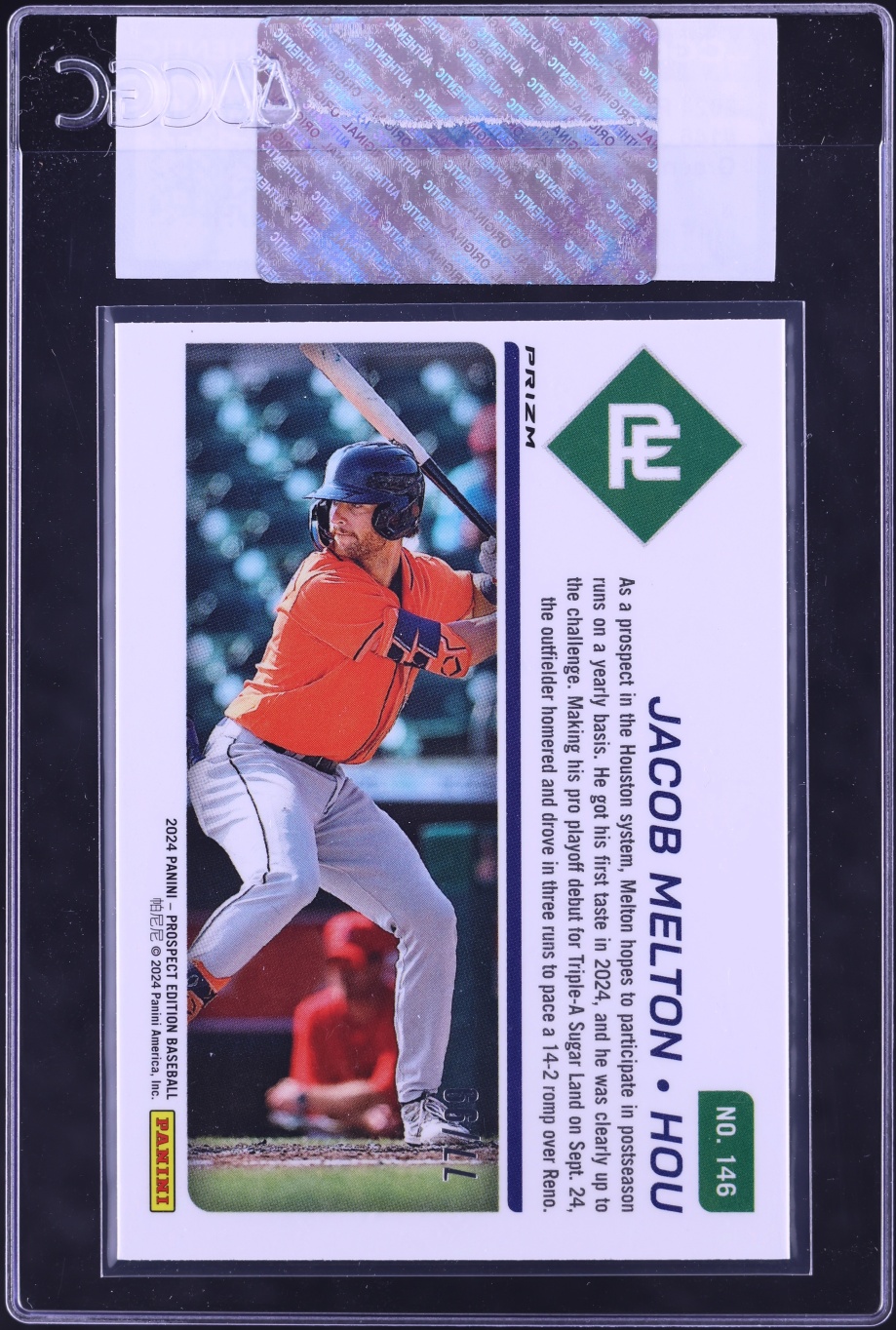 2024 Panini Prospect Edition Green Ice Prizm Jacob Melton ROOKIE /99 #146 CGC AUTH