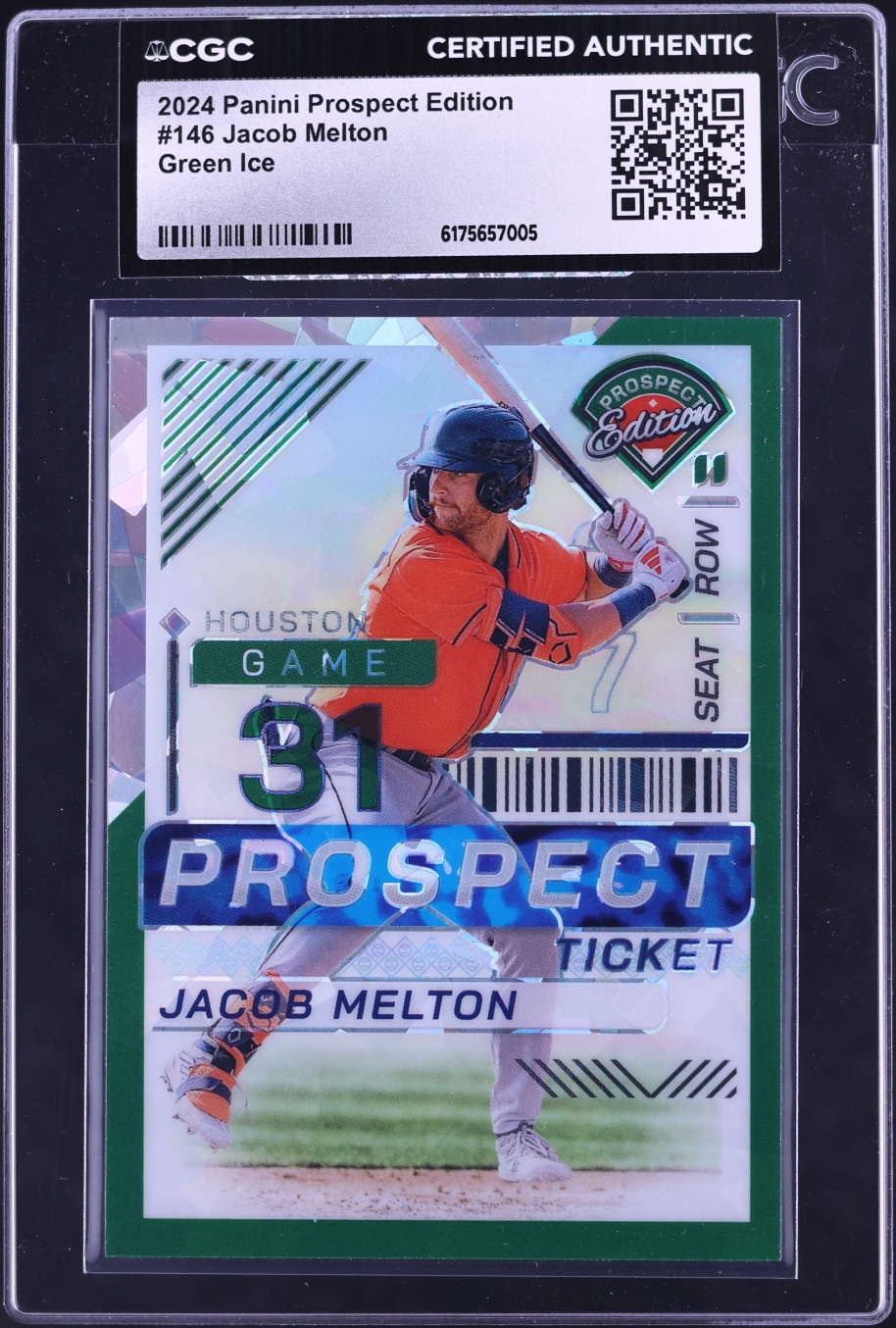2024 Panini Prospect Edition Green Ice Prizm Jacob Melton ROOKIE /99 #146 CGC AUTH