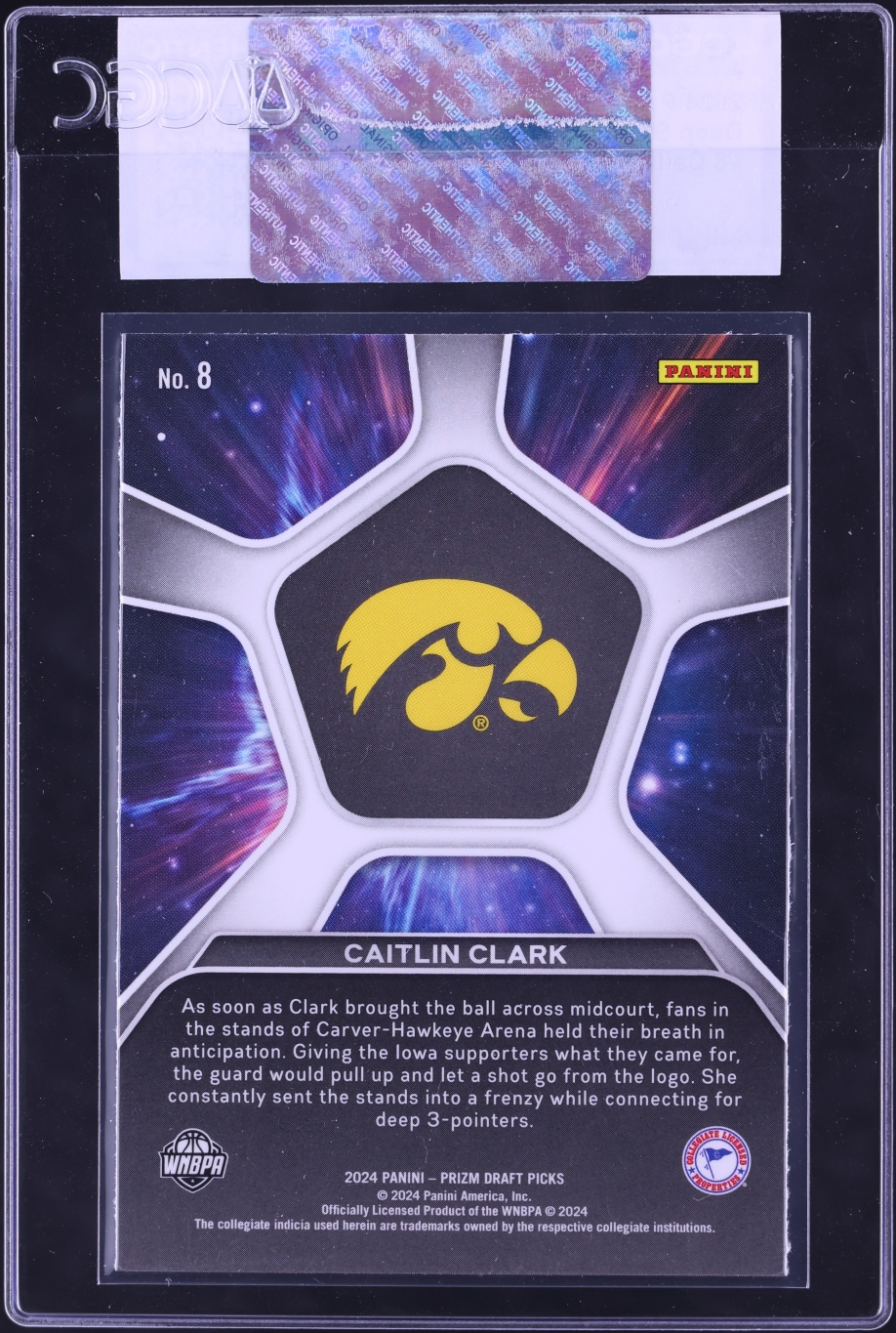 2024 Panini Prizm Draft Picks Deep Space Caitlin Clark ROOKIE #8 CGC AUTH