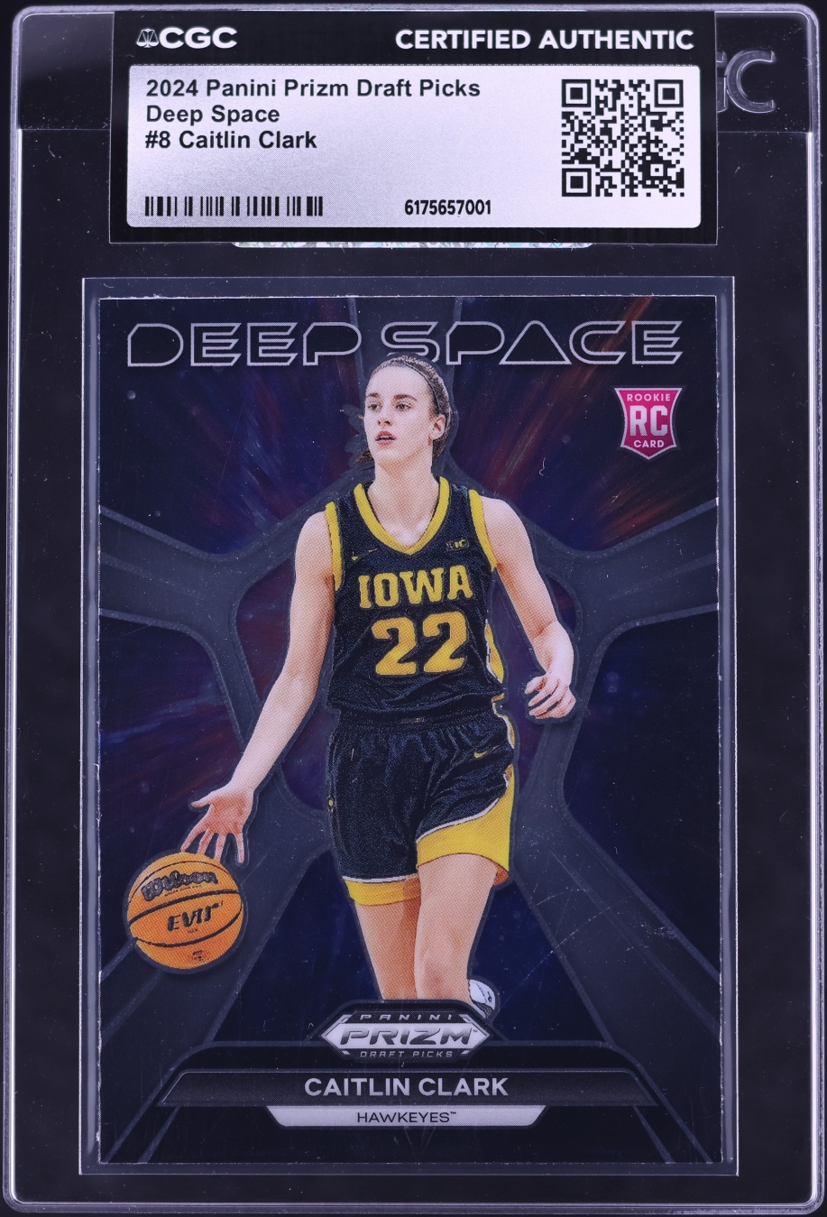 2024 Panini Prizm Draft Picks Deep Space Caitlin Clark ROOKIE #8 CGC AUTH