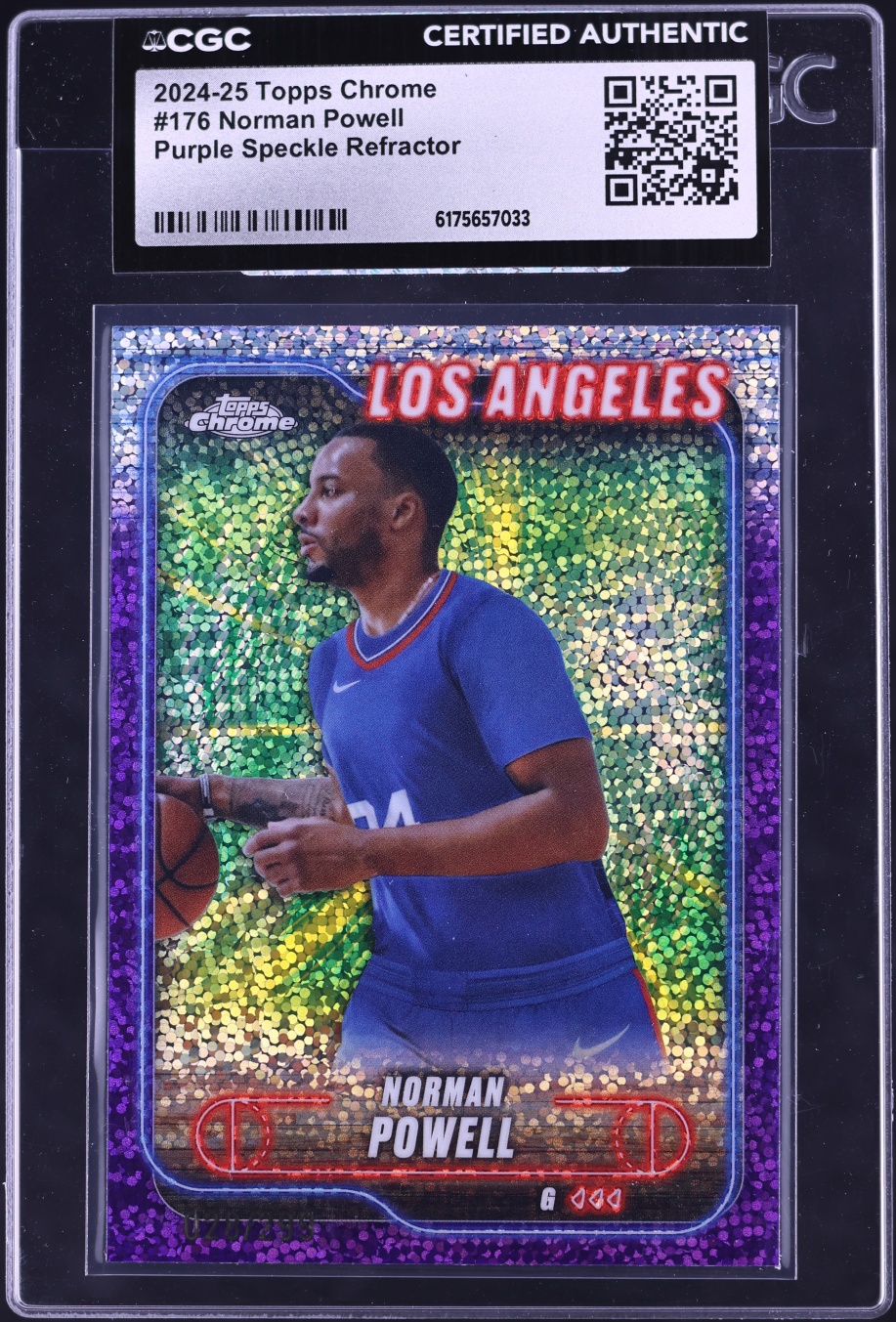 2024 Topps Chrome Purple Speckle Refractor Norman Powell /299 #176 CGC AUTH