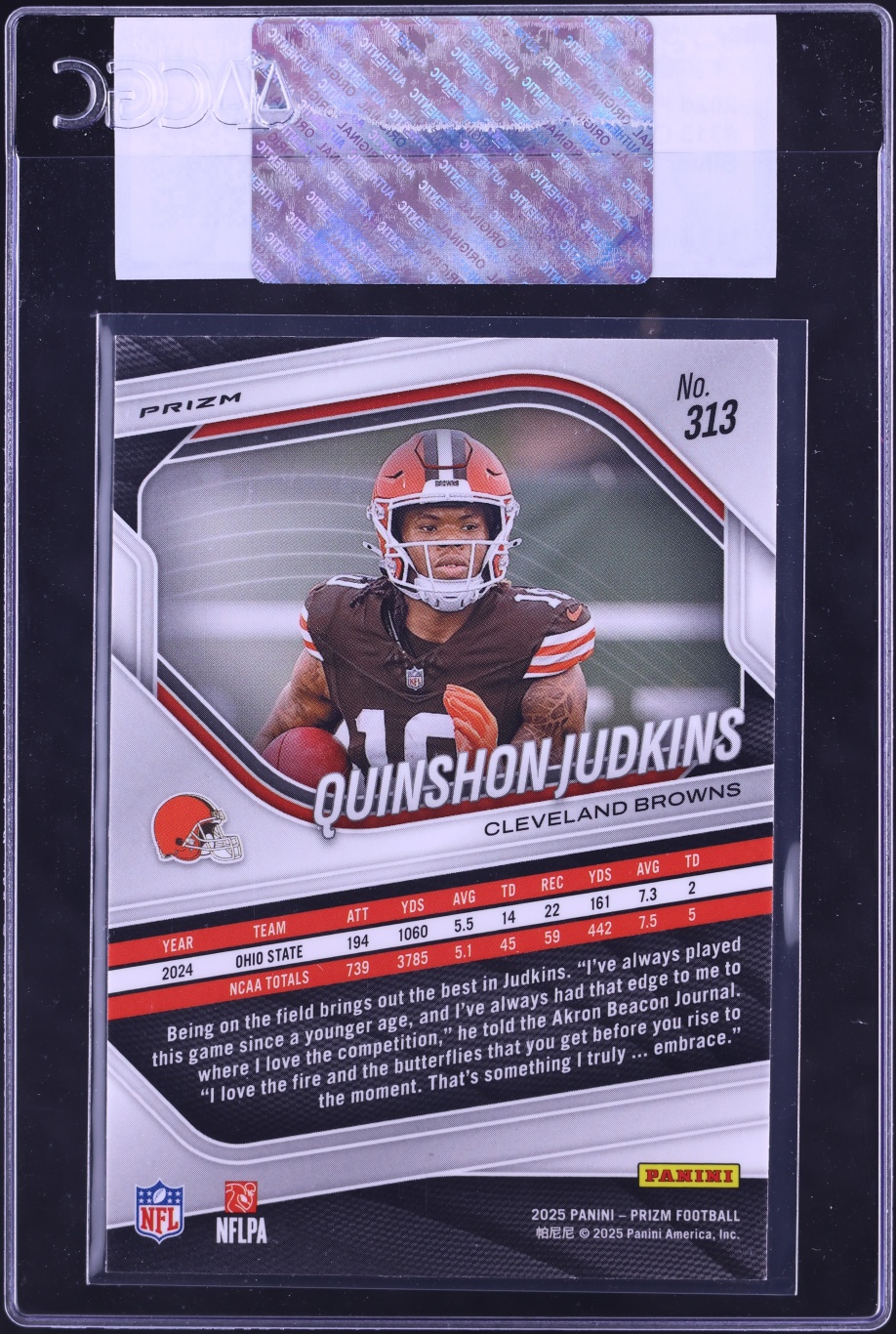 2025 Panini Prizm Silver Quinshon Judkins ROOKIE #313 CGC AUTH