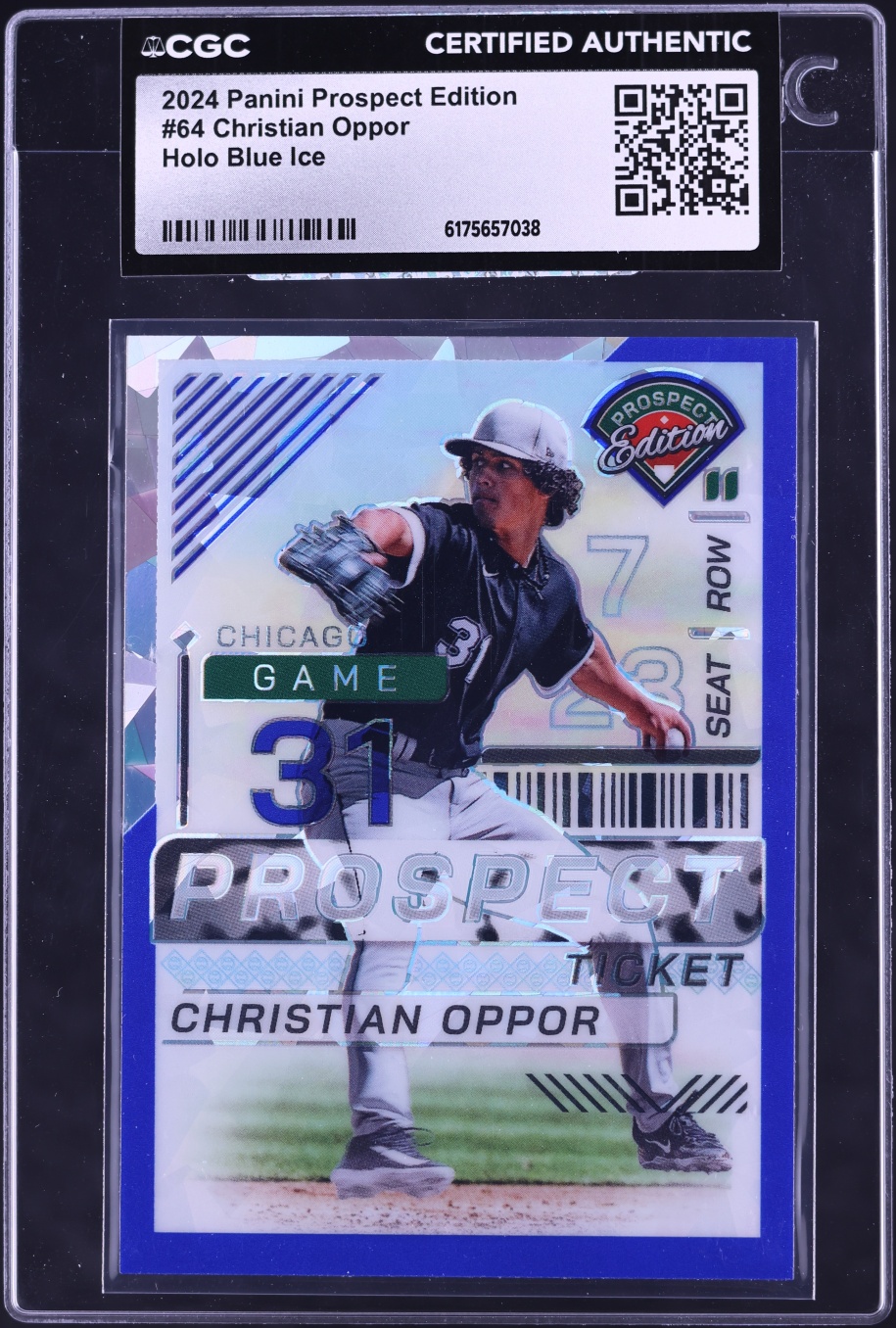 2024 Panini Prospect Edition Blue Ice Holo Christian Oppor /299 #64 CGC AUTH