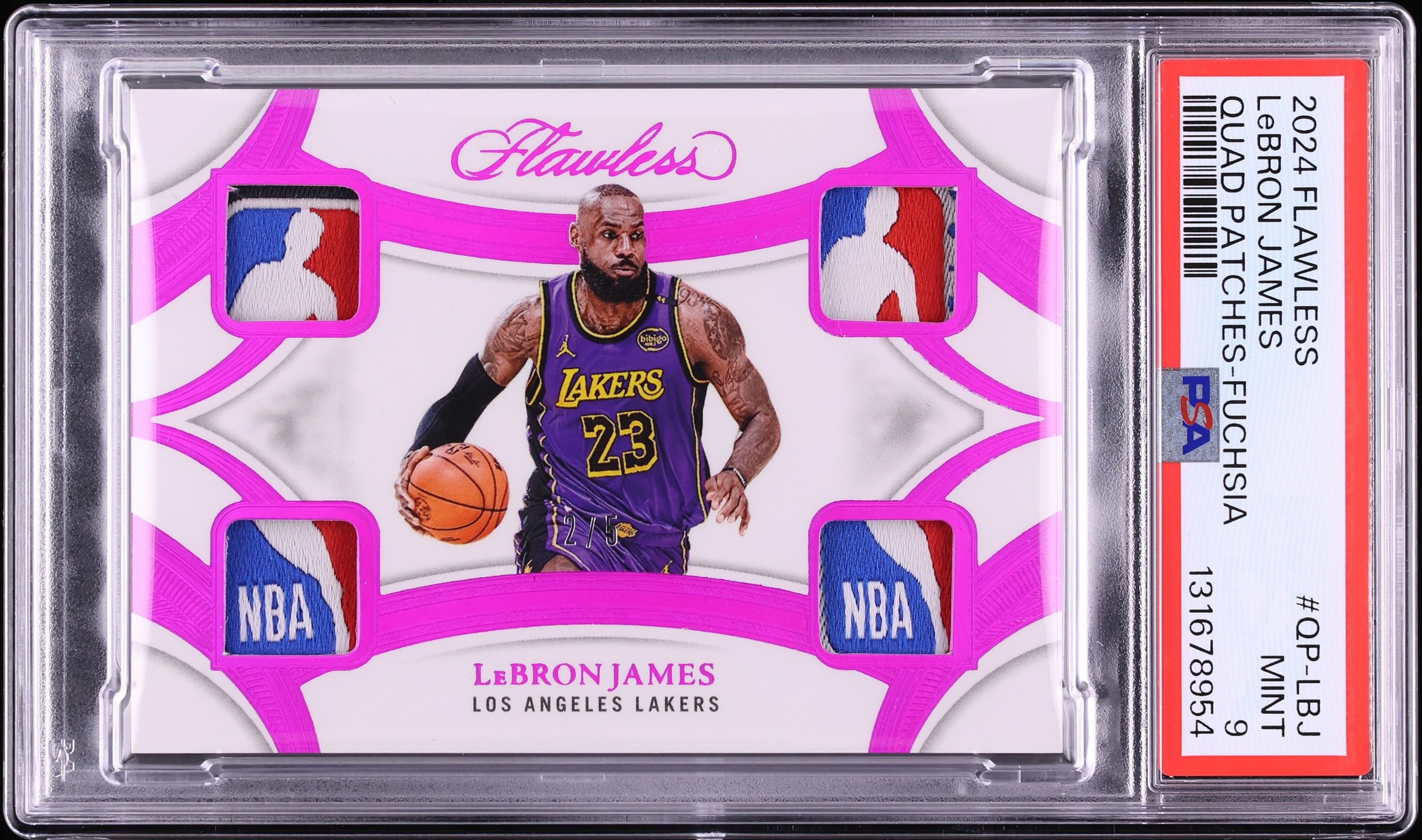 2024 Panini Flawless Quad Fuchsia LeBron James NBA LOGOMAN PATCH