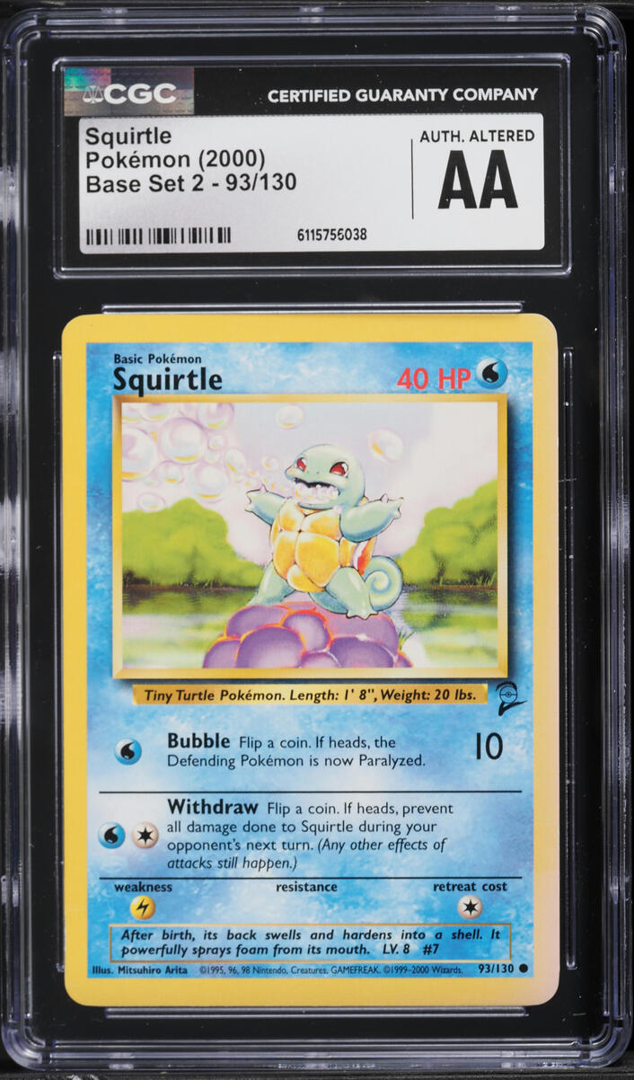 2000 Pokemon Base Set 2 Squirtle #93 CGC ALTERED AUTH