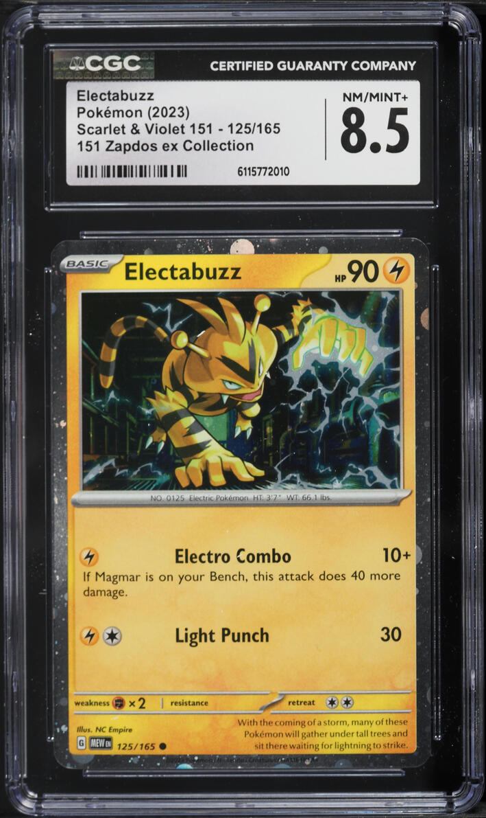 2023 Pokemon Scarlet & Violet 151 Zapdos ex Collection Cosmos Holo Electabuzz #125 CGC 8.5
