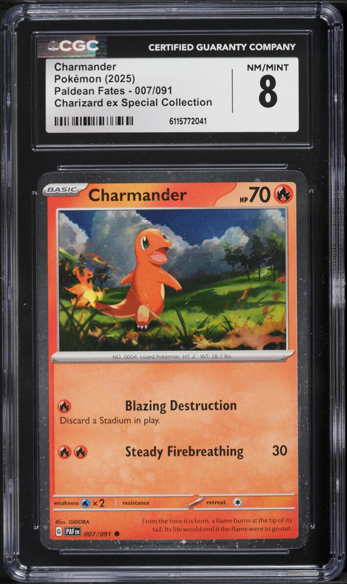2025 Pokemon Scarlet & Violet Paldean Fates Charizard ex Special Collection Charmander #7 CGC 8