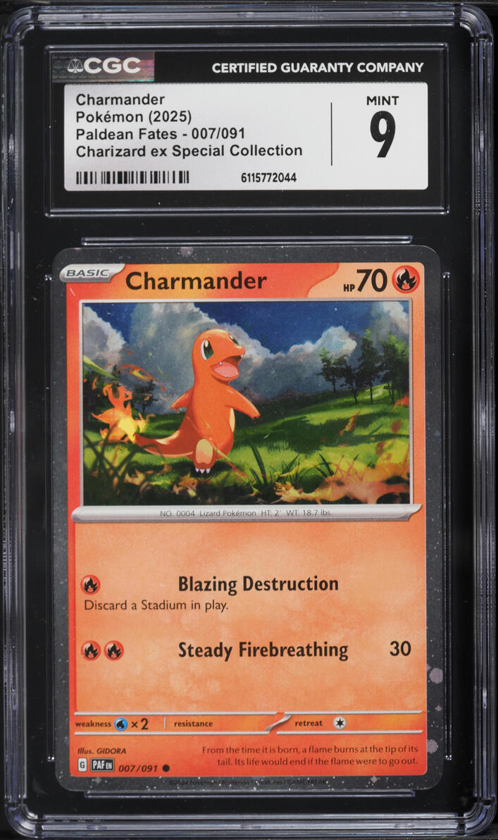 2025 Pokemon Scarlet & Violet Paldean Fates Charizard ex Special Collection Charmander #7 CGC 9
