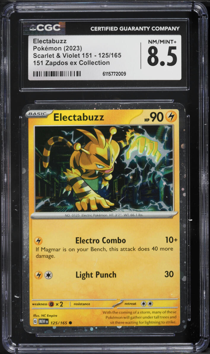 2023 Pokemon Scarlet & Violet 151 Zapdos ex Collection Cosmos Holo Electabuzz #125 CGC 8.5