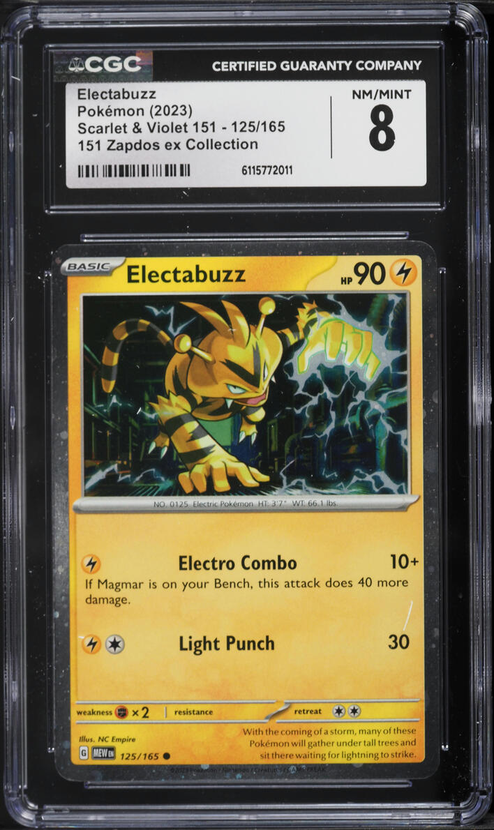 2023 Pokemon Scarlet & Violet 151 Zapdos ex Collection Cosmos Holo Electabuzz #125 CGC 8 NM-MT