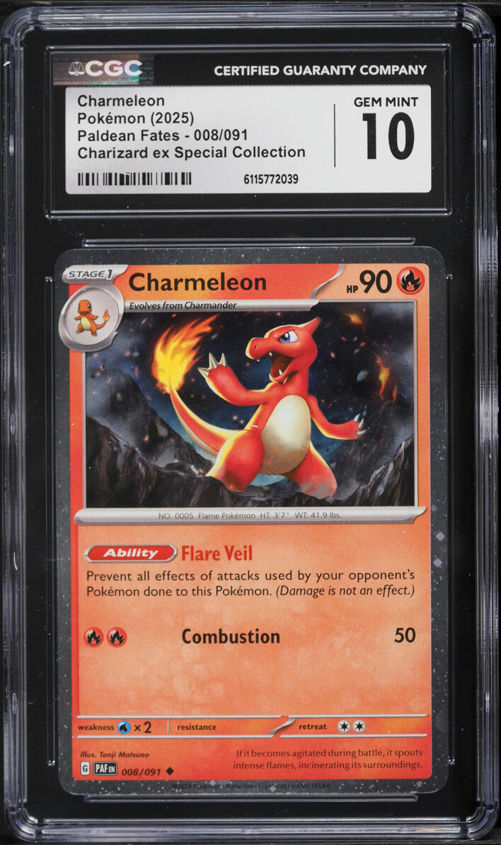 2025 Pokemon Scarlet & Violet Paldean Fates Charizard ex Special Charmeleon #8 CGC 10 GEM MINT