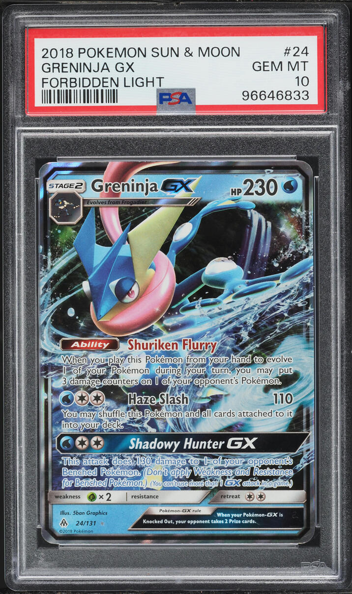 2018 Pokemon Sun & Moon Forbidden Light Full Art Greninja GX #24 PSA 10 GEM MINT