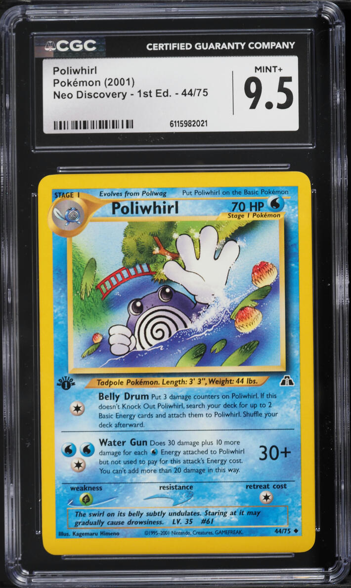 2001 Pokemon Neo Discovery 1st Edition Poliwhirl #44 CGC 9.5 MINT+