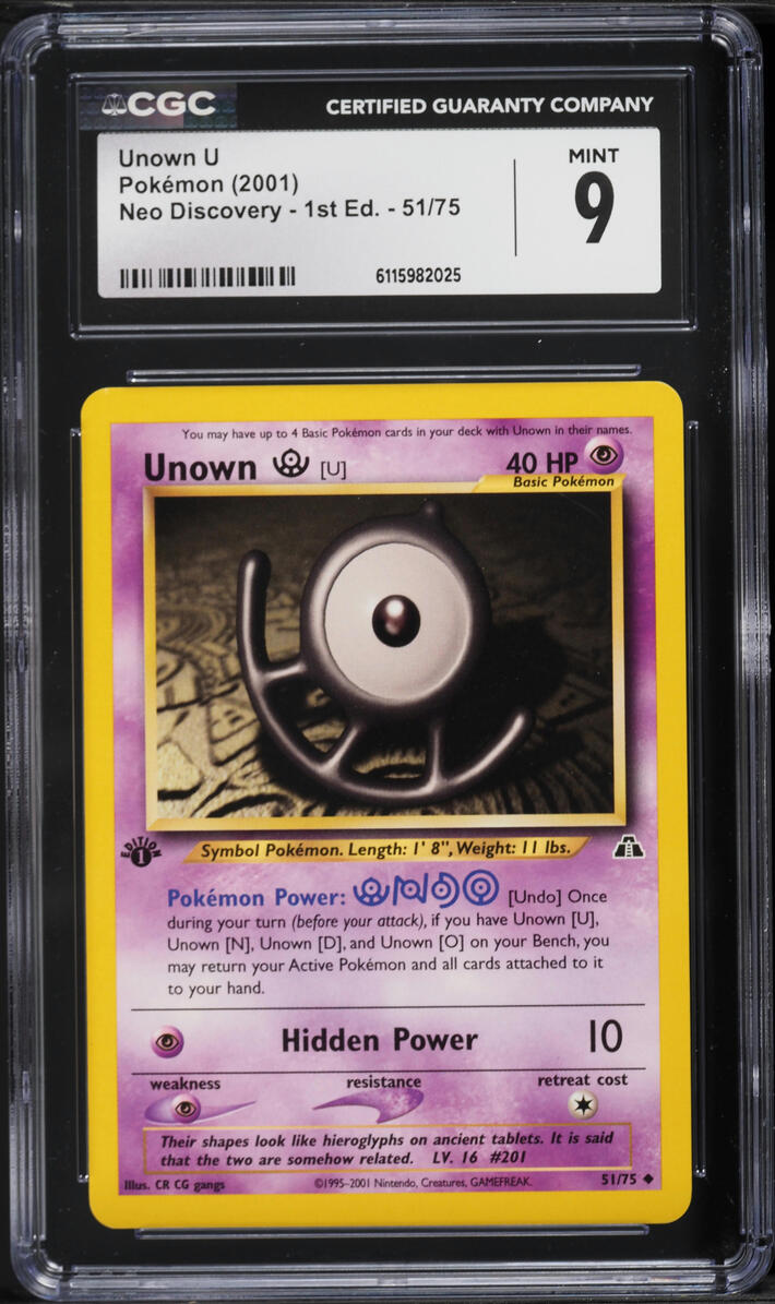 2001 Pokemon Neo Discovery 1st Edition Unown U #51 CGC 9 MINT