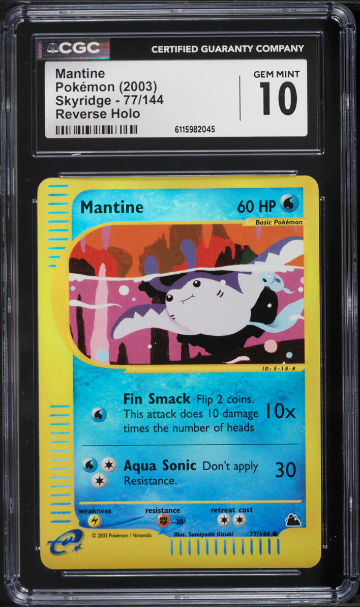 2003 Pokemon Skyridge Reverse Holo Mantine #77 CGC 10 GEM MINT