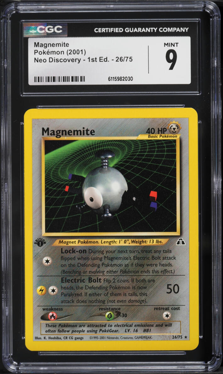 2001 Pokemon Neo Discovery 1st Edition Magnemite #26 CGC 9 MINT