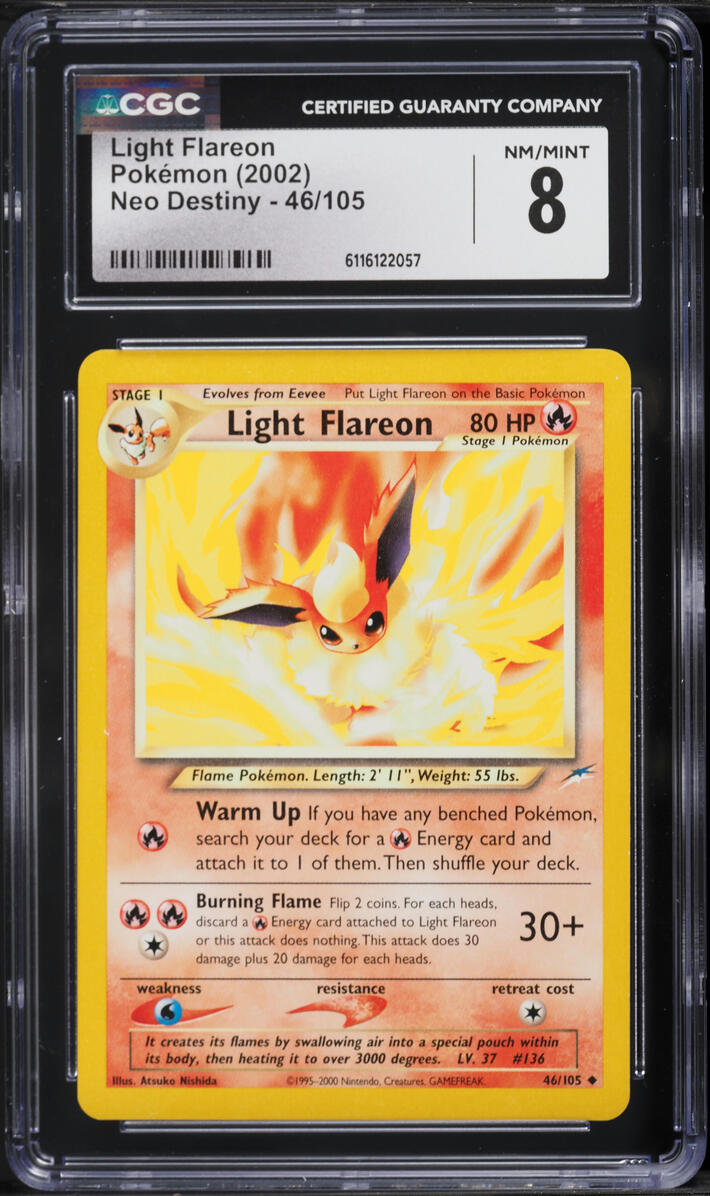2002 Pokemon Neo Destiny Light Flareon #46 CGC 8 NM-MT