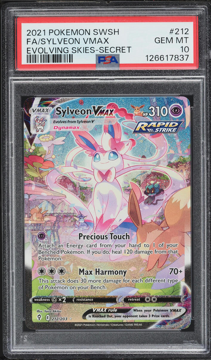 2021 Pokemon Sword & Shield Evolving Skies Full Art Sylveon VMAX #212 PSA 10 GEM MINT
