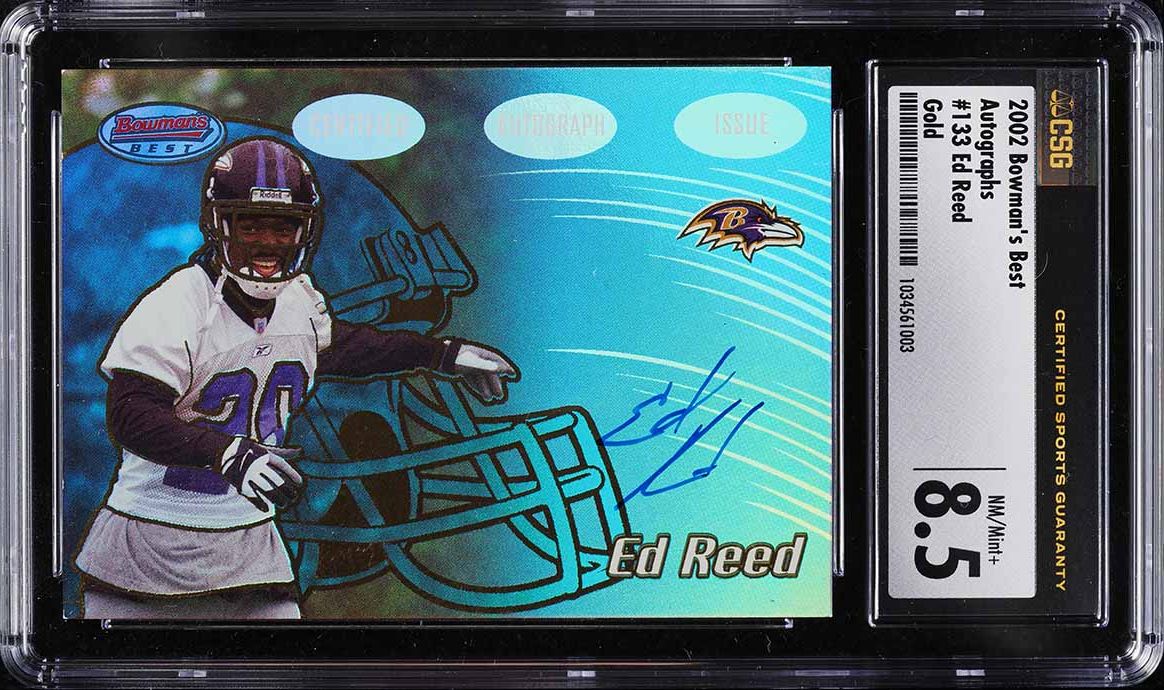2002 Bowman's Best Gold Ed Reed ROOKIE AUTO /99 #133 CSG 8.5 NM-MT+