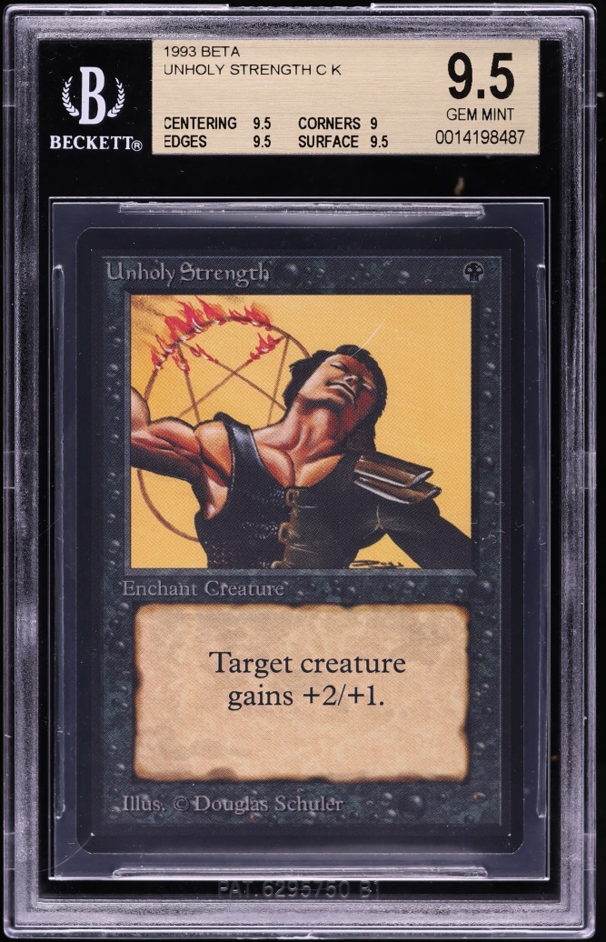 1993 Magic The Gathering MTG Beta Unholy Strength BGS 9.5 GEM MINT
