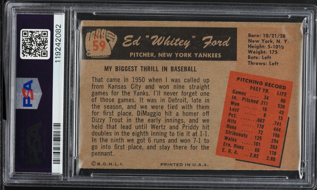 1955 Bowman Whitey Ford #59 PSA 4 VGEX