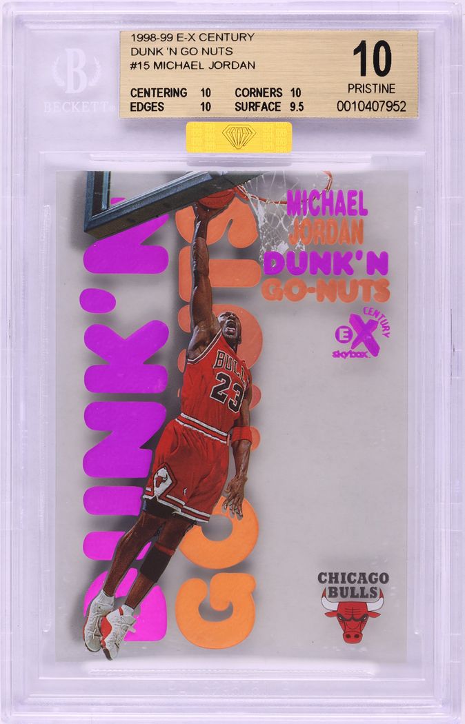 1998 Skybox E-X Century Dunk 'N Go Nuts Michael Jordan #15DG MBA BGS 10 PRISTINE