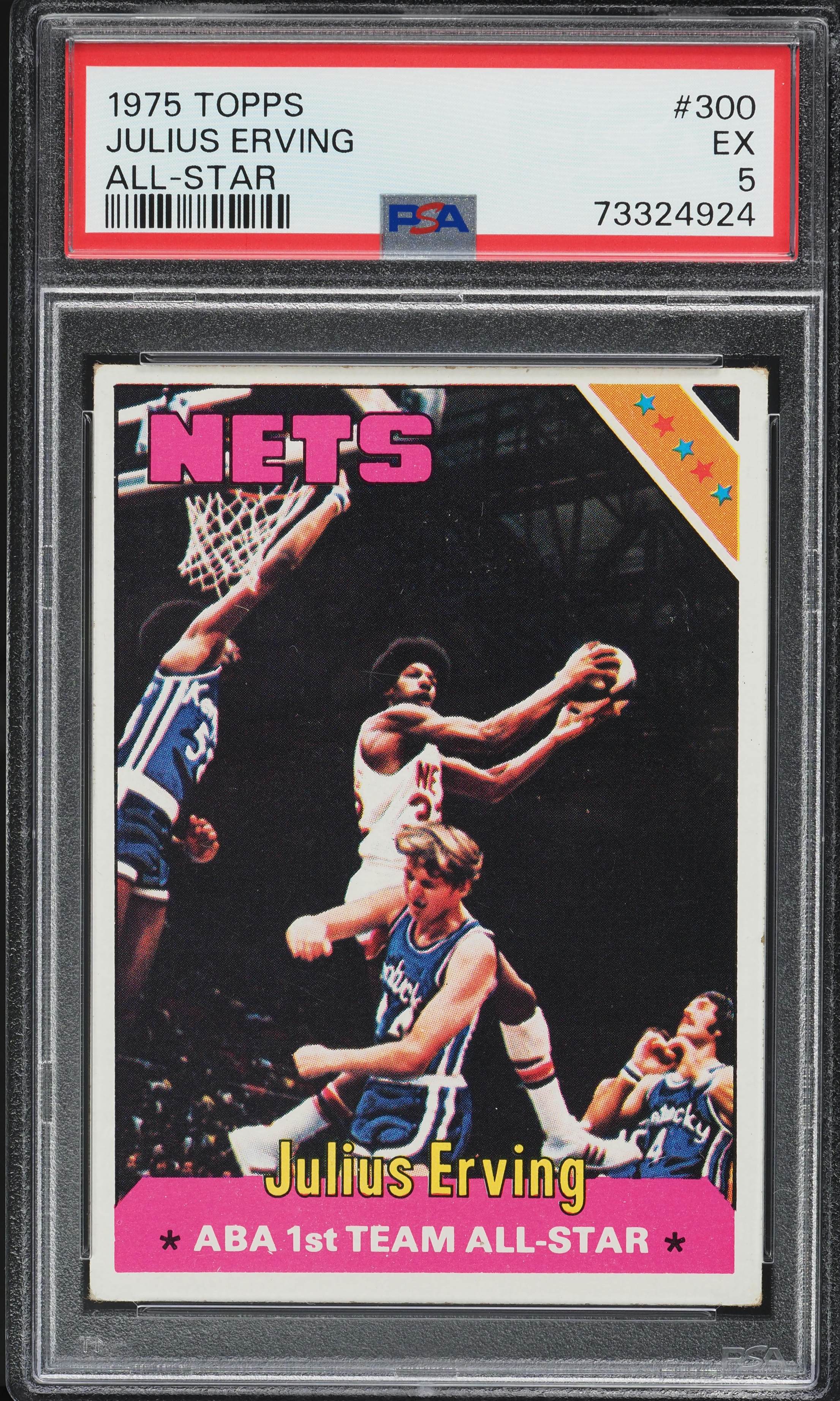 1975 Topps Basketball Julius Erving ALL-STAR #300 PSA 5 EX