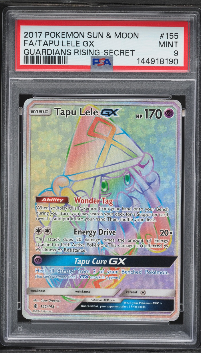 2017 Pokemon Sun & Moon Guardians Rising Rainbow Rare Tapu Lele GX #155 PSA 9 MINT