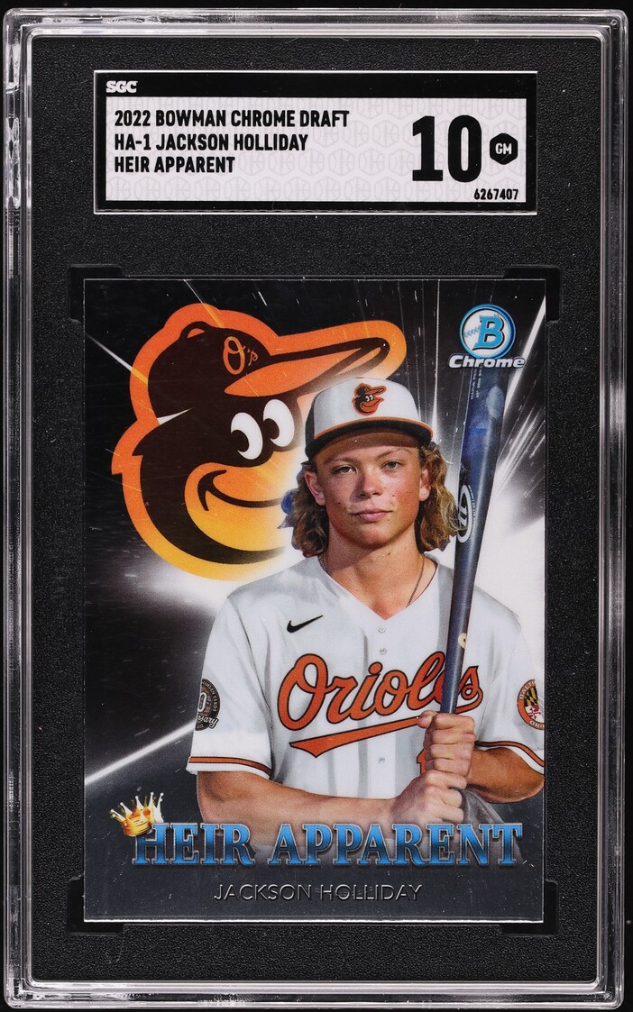 2022 Bowman Chrome Draft Heir Apparent Jackson Holliday PROSPECT #HA-1 SGC 10 GEM MINT
