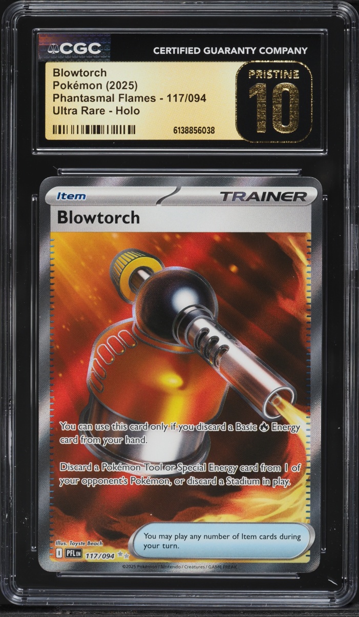 2025 Pokemon Mega Evolution Phantasmal Flames Full Art Blowtorch #117 CGC 10 PRISTINE