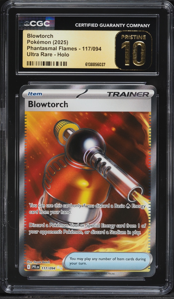 2025 Pokemon Mega Evolution Phantasmal Flames Full Art Blowtorch #117 CGC 10 PRISTINE