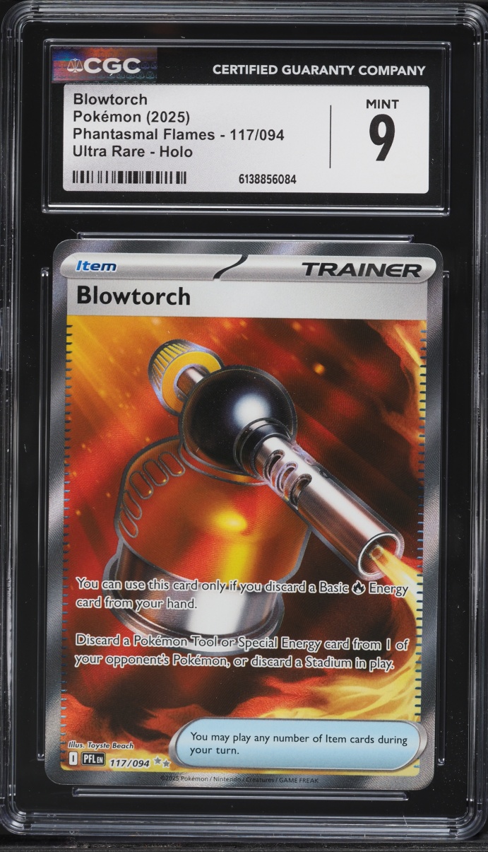 2025 Pokemon Mega Evolution Phantasmal Flames Full Art Blowtorch #117 CGC 9 MINT