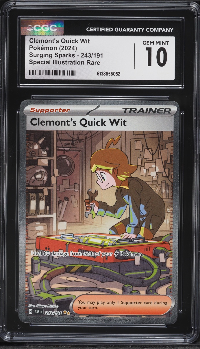 2024 Pokemon Scarlet & Violet Surging Sparks SIR Clemont's Quick Wit #243 CGC 10 GEM MINT