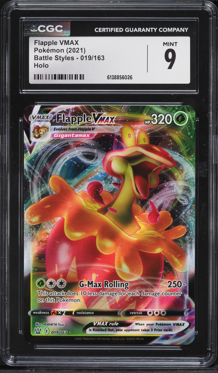 2021 Pokemon Sword & Shield Battle Styles Holo Flapple VMAX #019 CGC 9 MINT