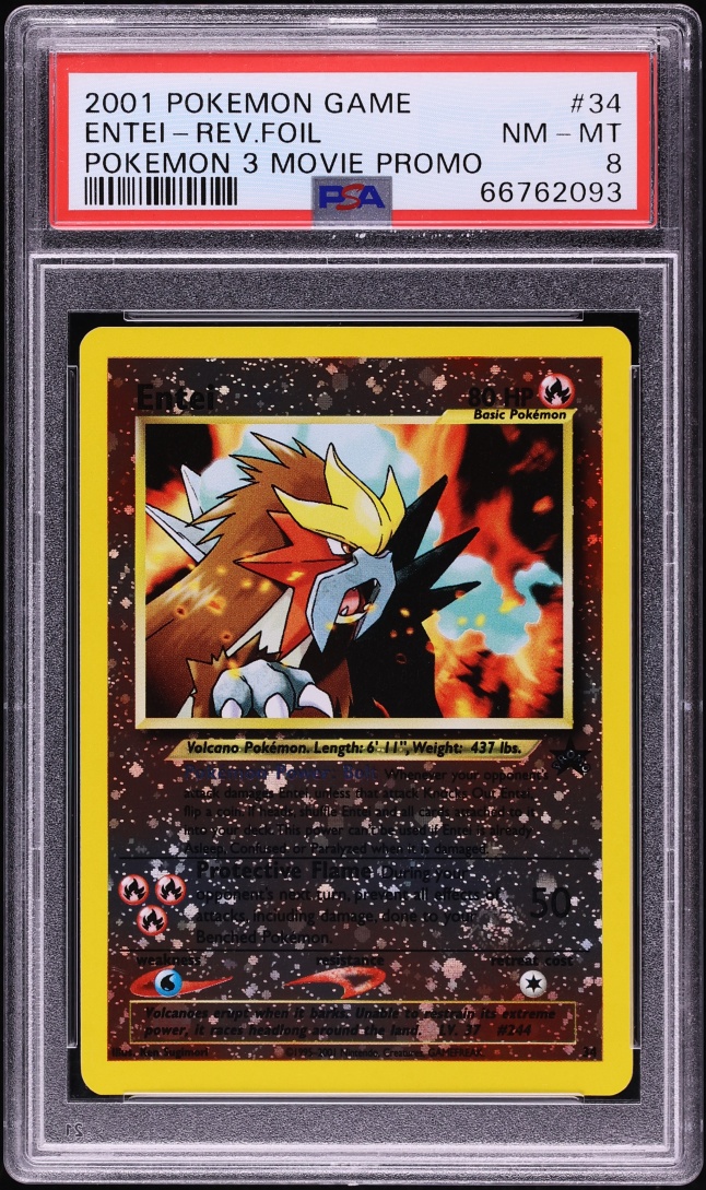 2001 Pokemon Movie 3 Promo Reverse Holo Entei #34 PSA 8 NM-MT