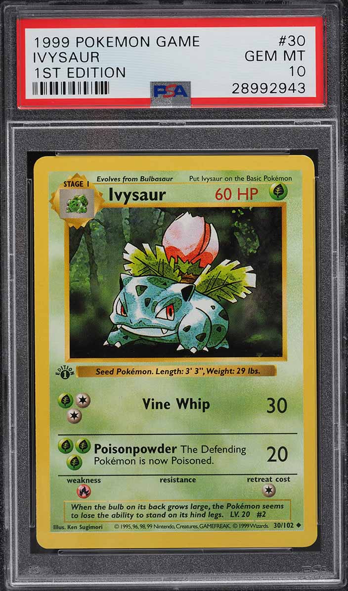 1999 Pokemon Base Set Shadowless 1st Edition Ivysaur #30 PSA 10 GEM MINT