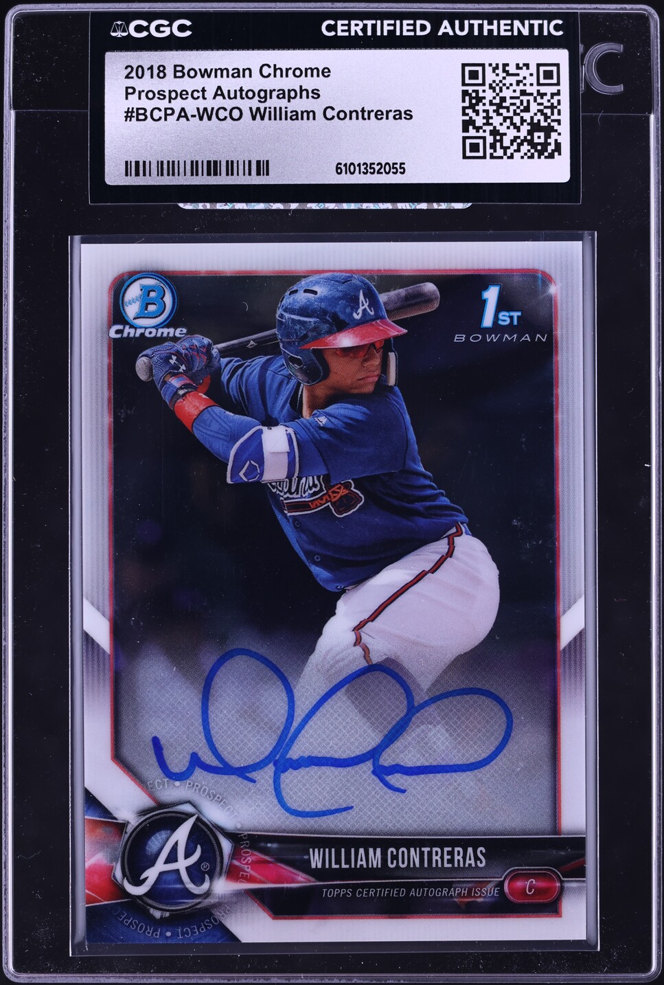 2018 Bowman Chrome William Contreras PROSPECT AUTO #BCPA-WCO CGC AUTH