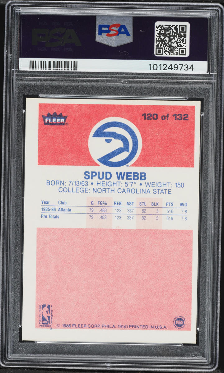 1986 Fleer Basketball Spud Webb ROOKIE #120 PSA 6 EXMT