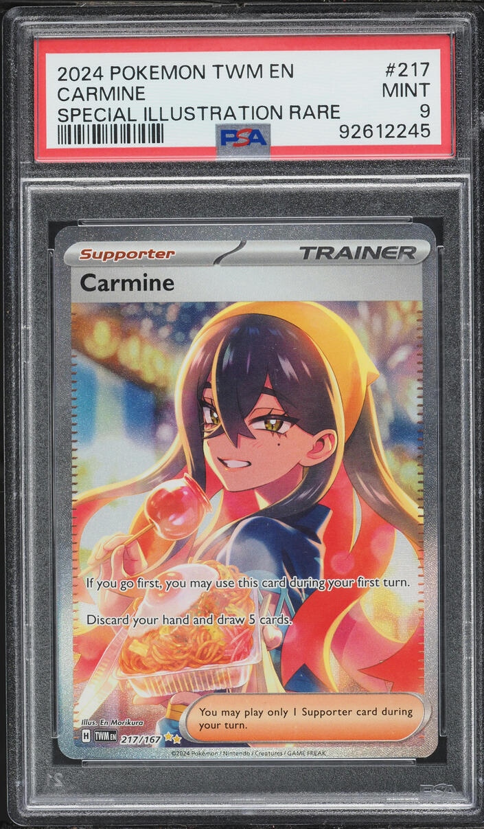 2024 Pokemon Scarlet & Violet Twilight Masquerade SIR Carmine #217 PSA 9 MINT
