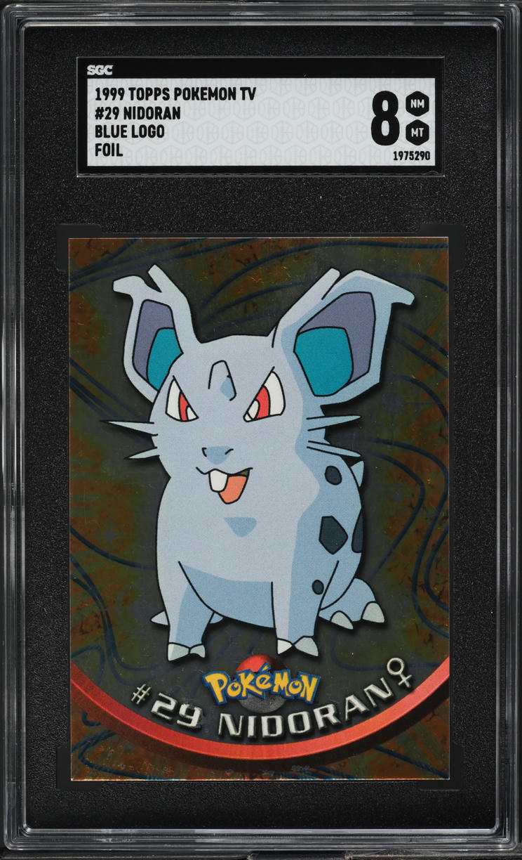 1999 Topps Pokemon TV Blue Logo Foil Nidoran #29 SGC 8 NM-MT - Main Image