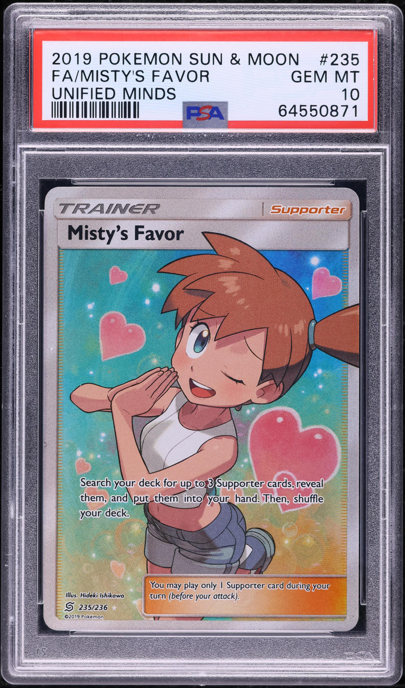 2019 Pokemon Sun & Moon Unified Minds Full Art Misty's Favor #235 PSA 10 GEM