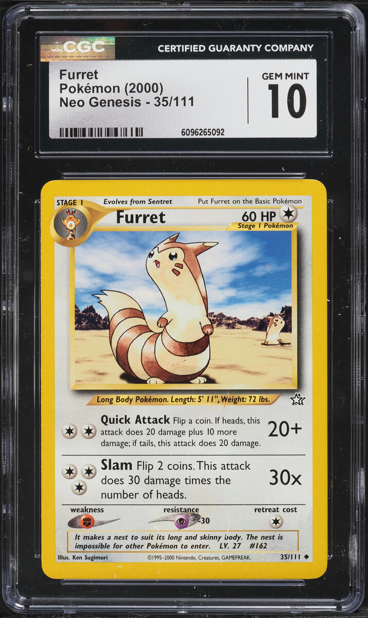 2000 Pokemon Neo Genesis Furret #35 CGC 10 GEM MINT