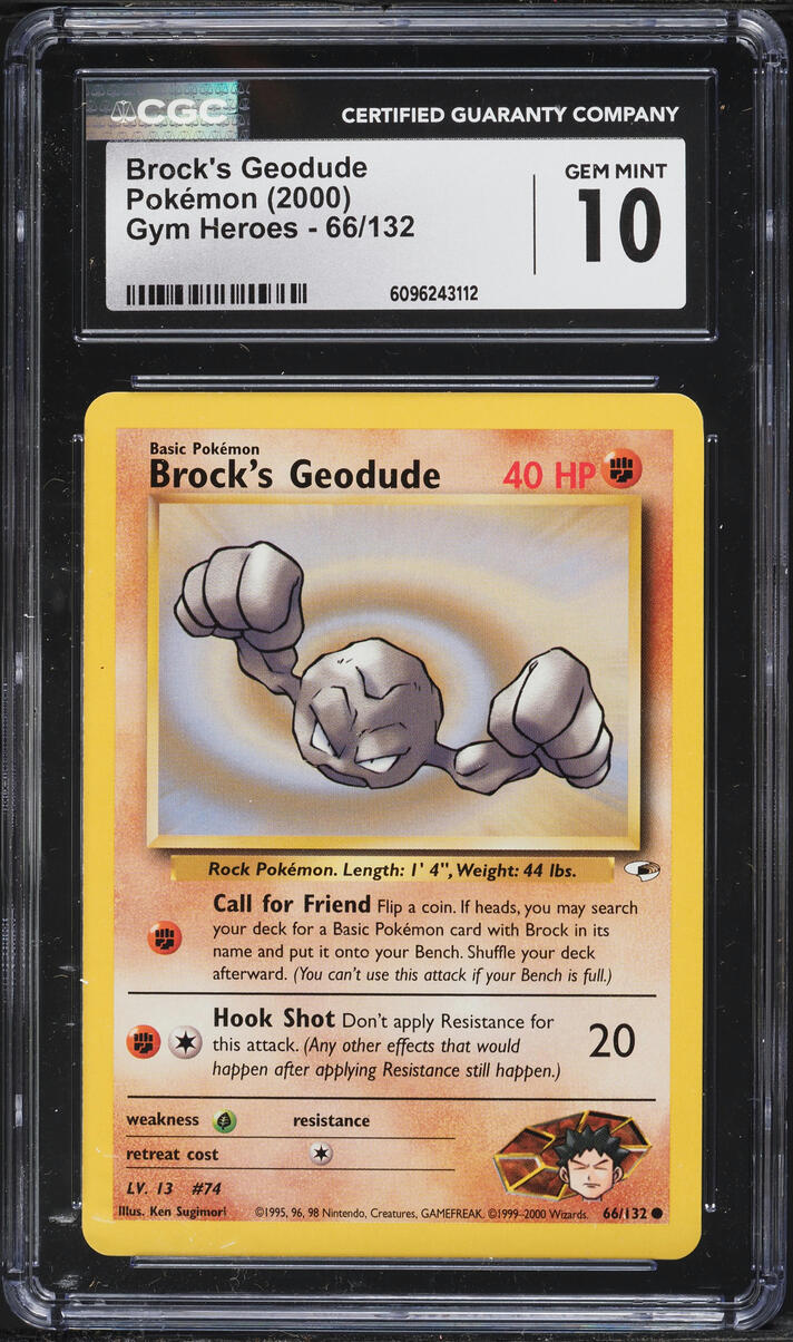 2000 Pokemon Gym Heroes Brock's Geodude #66 CGC 10 GEM MINT