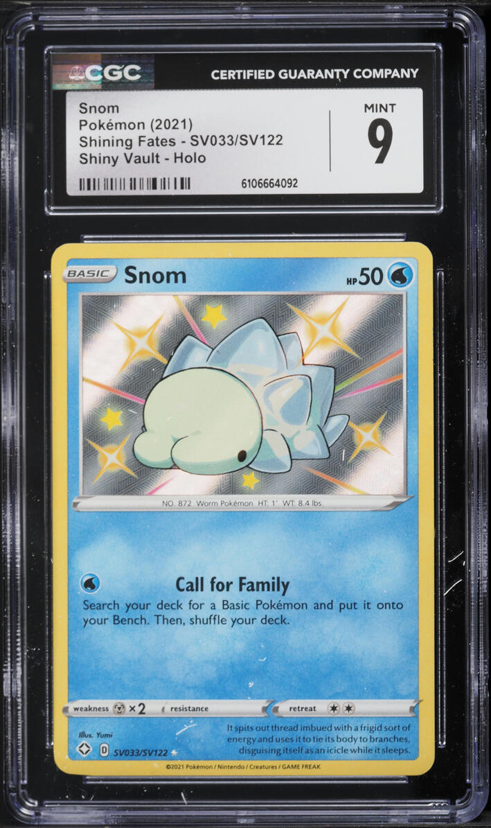 2021 Pokemon Sword & Shield Shining Fates Shiny Vault Holo Snom #SV033 CGC 9 MINT