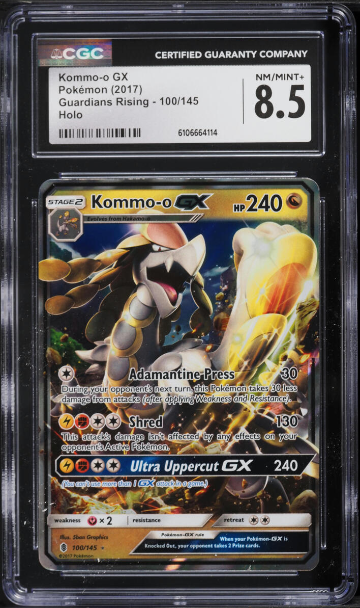 2017 Pokemon Sun & Moon Guardians Rising Holo Kommo-o GX #100 CGC 8.5 NM-MT+