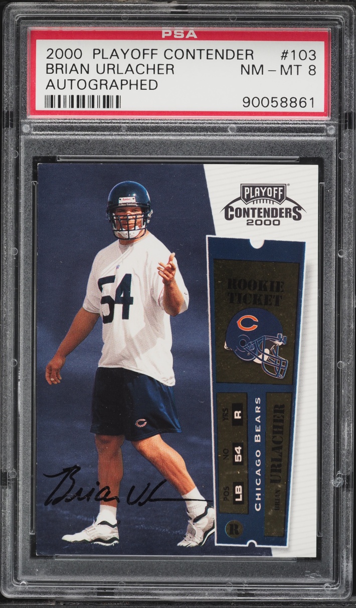 2000 Playoff Contenders Brian Urlacher ROOKIE AUTO #103 PSA 8 NM-MT