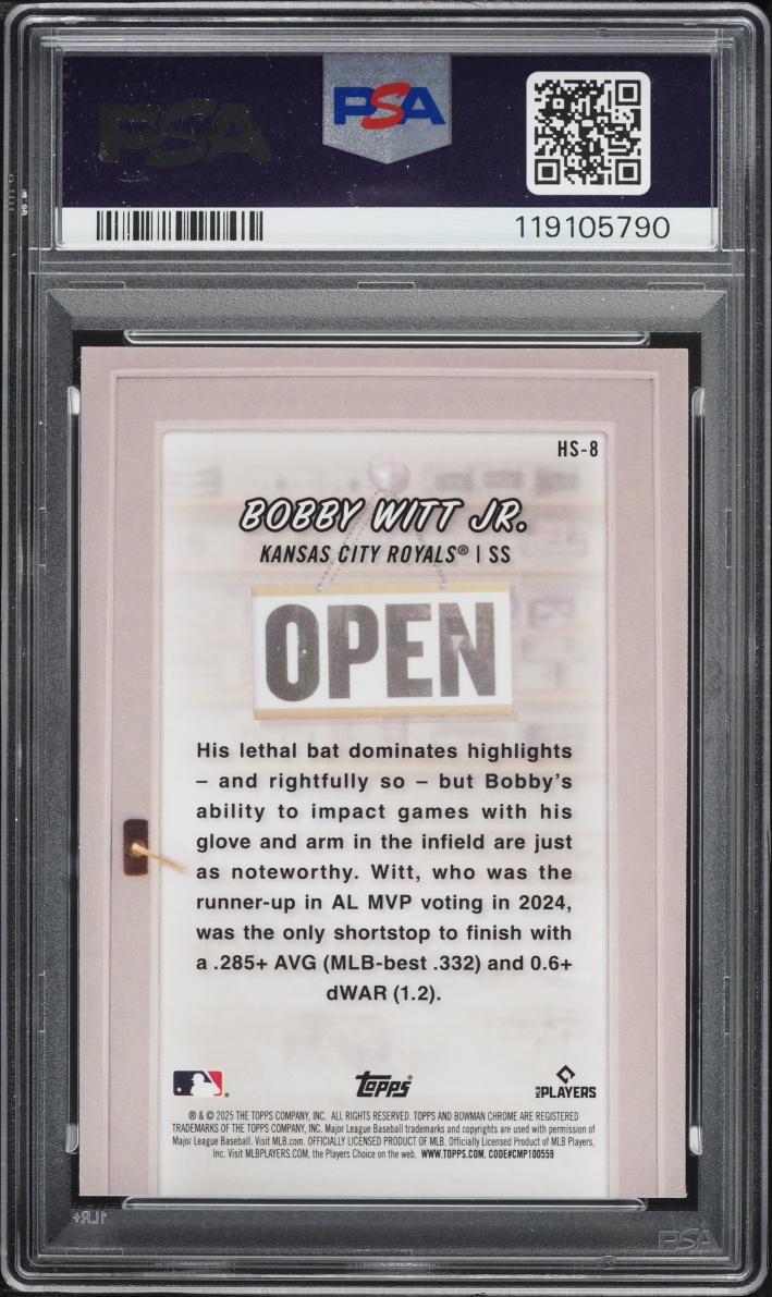 2025 Bowman Chrome Hobby Stars Bobby Witt Jr. #HS-8 PSA 10 GEM MINT