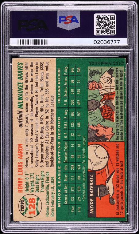 1954 Topps Hank Aaron ROOKIE #128 PSA 8 NM-MT
