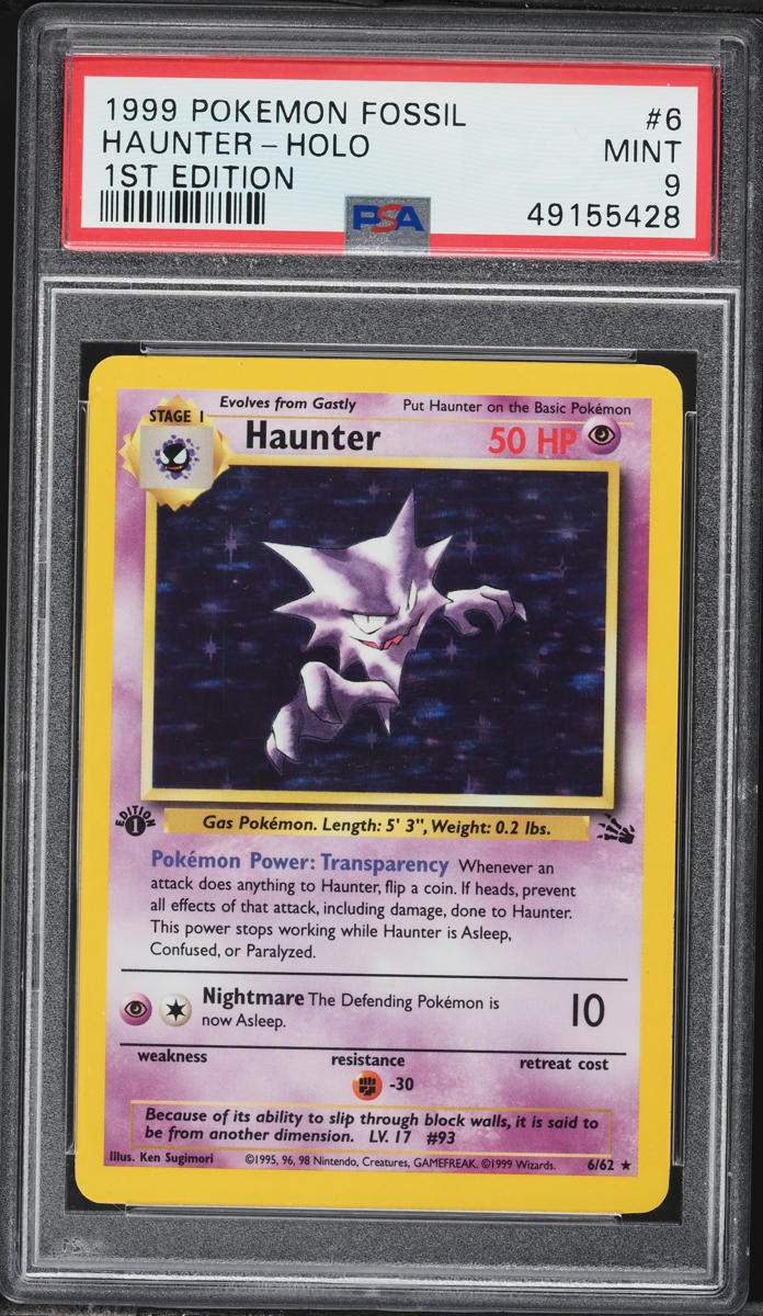 1999 Pokemon Fossil 1st Edition Holo Haunter #6 PSA 9 MINT