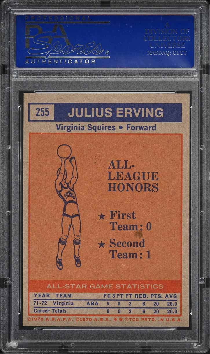 1972 Topps Basketball Julius Erving ABA ALL-STARS #255 PSA 9 MINT